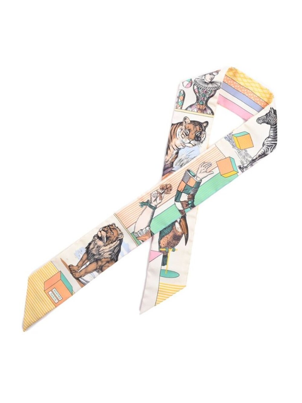Hermes Scarf Twilly Scarves Cream - Picture 1 of 5